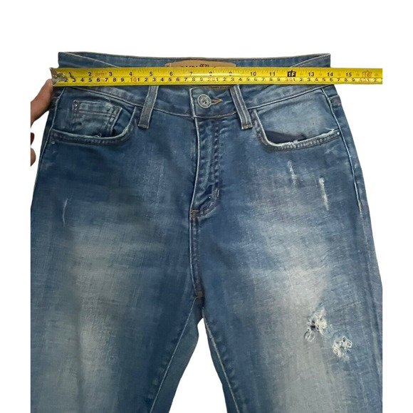 John John Made in Heaven Jeans Mid Rise Size 28x27 Distressed Skinny Blue - Picture 3 of 9